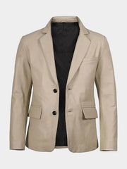Panelist Beige Leather Blazer