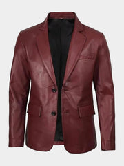 Panelist Burgundy Leather Blazer