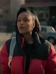 Power Book III Corinne Red And Black Puffer Jacket