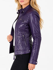 Diamond Classic Purple Leather Jacket