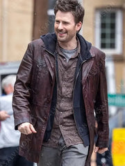Red One Chris Evans Brown Leather Jacket