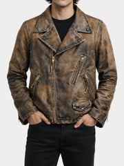 Rexford Vintage Distressed Brown Biker Leather Jacket