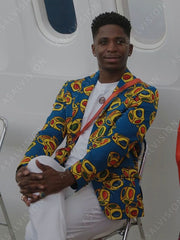 Julien Emily In Paris Season 3 Blue Printed Blazer