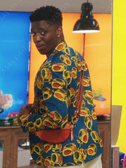 Julien Emily In Paris Season 3 Blue Printed Blazer