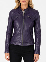 Diamond Classic Purple Leather Jacket