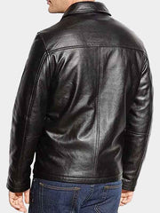 Mens Simple Casual Wear Sheepskin Leather Jacket