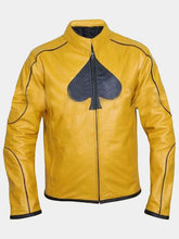 Spades Logo Yellow Cafe Racer Leather Jacket