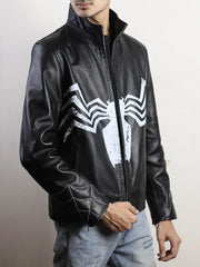 Spider Venom Symbiote Leather Black Jacket