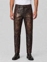 Strathmore Distressed Dark Brown Leather Jeans