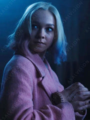 Enid Sinclair Wednesday Pink Wool Coat