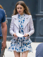 Emily in Paris Lily Collins Biker Leather Jacket