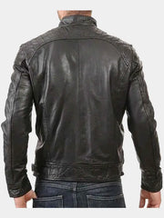 Holdren Vintage Black Quilted Racer Jacket