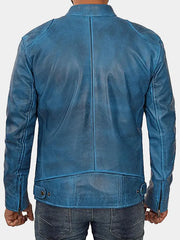Declan Vintage Blue Racer Leather Jacket
