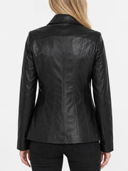 Remi Black Leather Car Coat