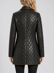 Zelira Black Quilted Leather Coat
