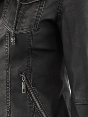 Women's Black Fitted Bomber Leather Jacket
