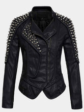 Women's Black Studded Leather Jacket