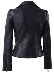 Women's Zip Up Motorcycle Leather Jacket