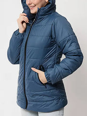Hood Style Women's Blue Puffer Jacket