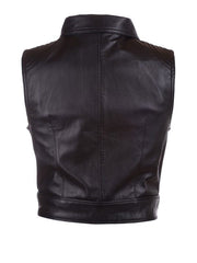 Women's Black Leather Motorcycle Vest