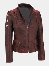 Women's Ox Blood Vintage Biker Leather Jacket