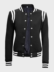 Women's Black Varsity Jacket With White Detailing