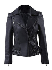 Women's Zip Up Motorcycle Leather Jacket