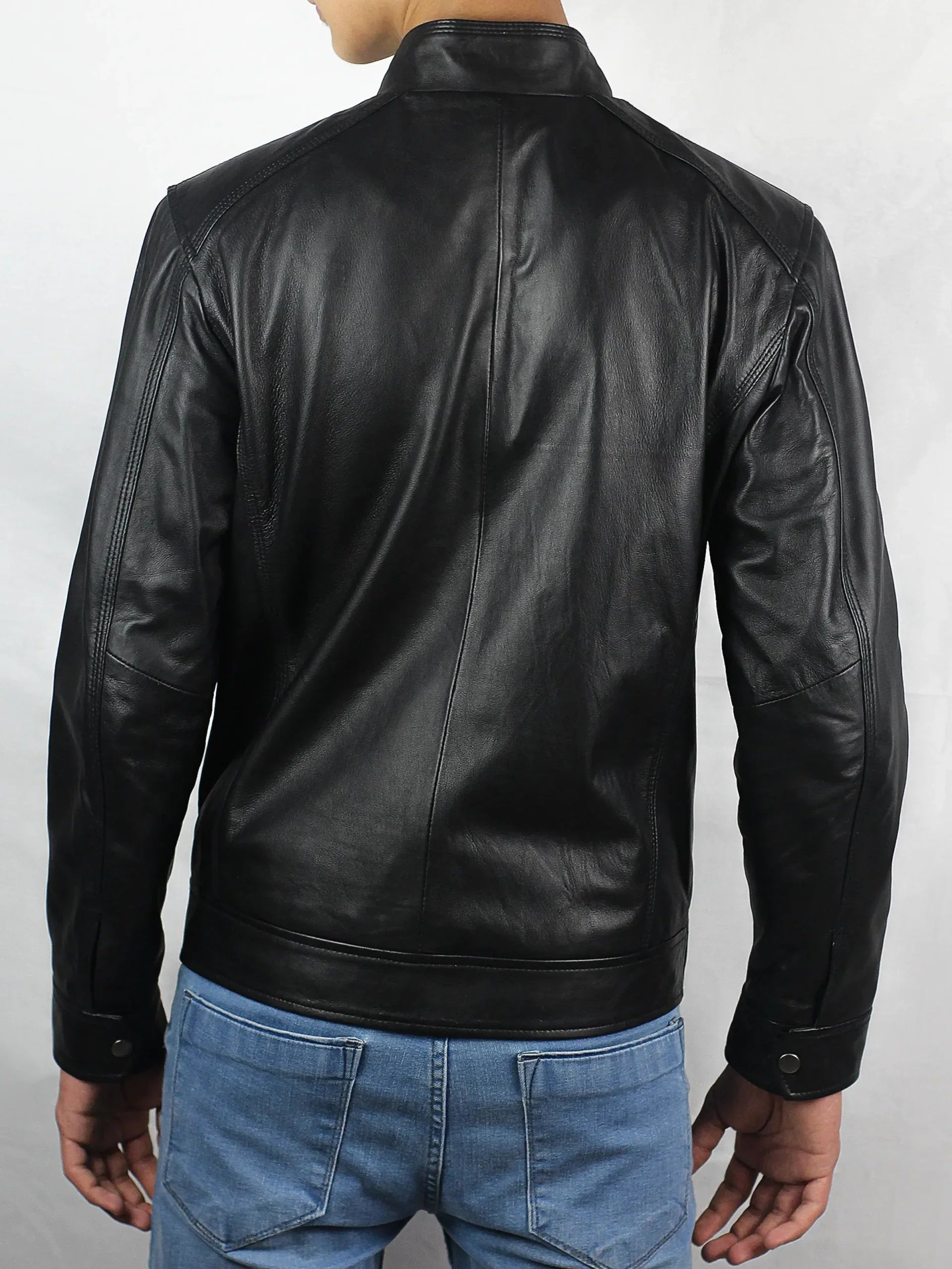 Zevian Men's Cafe Racer 2026 Black Leather Jacket