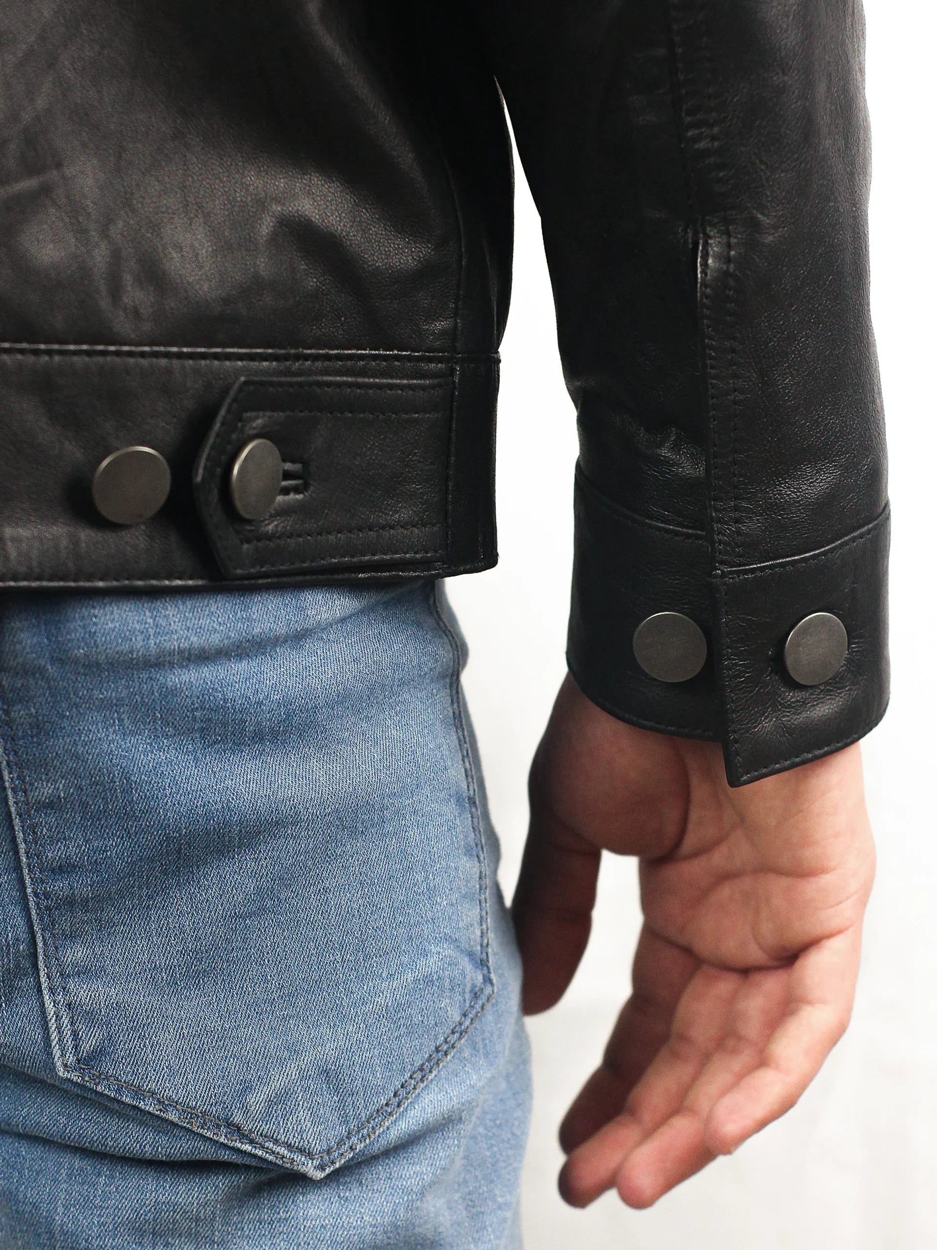 Valtor Men's Black Trucker Lambskin Leather Jacket