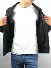 Valtor Men's Black Trucker Lambskin Leather Jacket