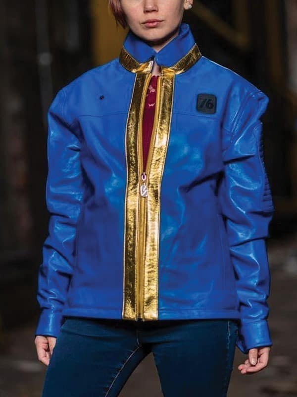 Vault Fallout 76 Leather Blue Jacket