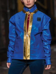 Vault Fallout 76 Leather Blue Jacket