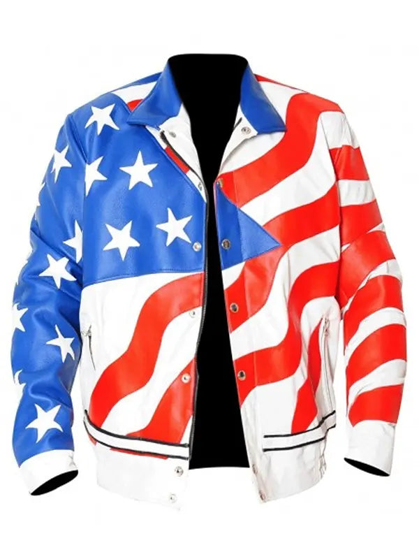 Vanilla Ice American Flag Real Leather Jacket