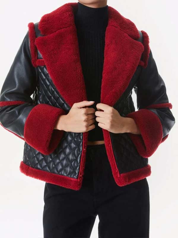 Red Shearling Jacket For Women