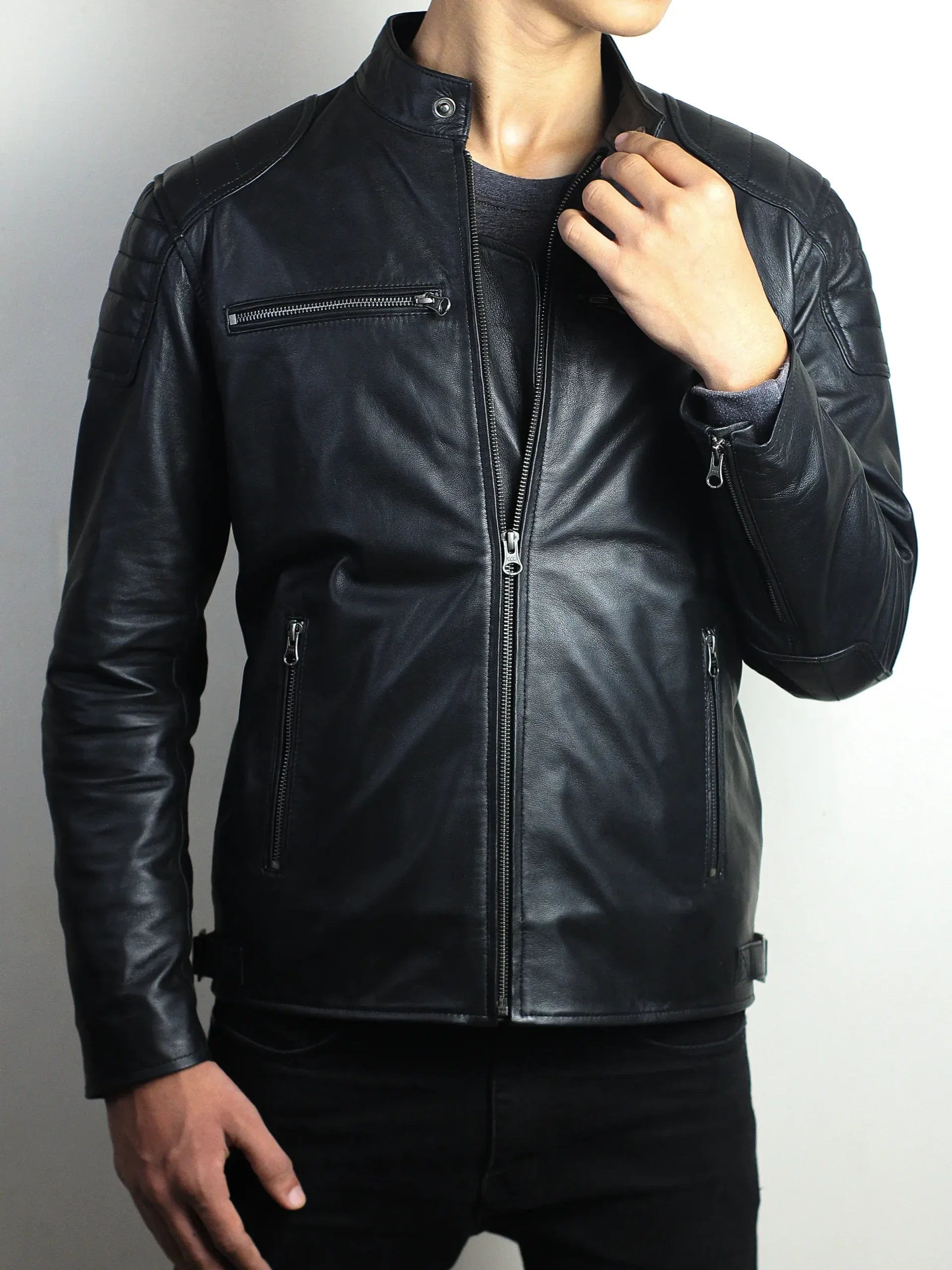 Fenric Men's Black Cafe Racer Jacket