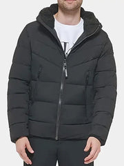 Men's Black Puffer Jacket With Hood