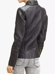 Women's Black Quilted Leather Motorcycle Jacket