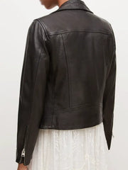 Women's Black Leather Biker Jacket