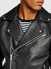 Thorwyn Black Genuine Biker Leather Jacket