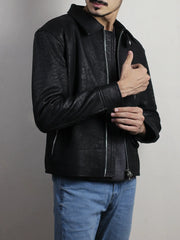 Knoxridge Black Men's Textured Leather Jacket