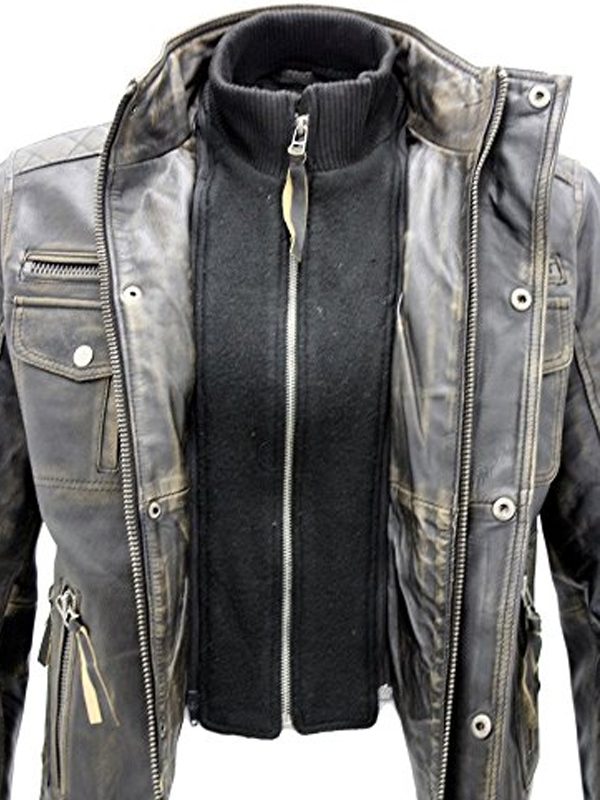 Stoneford Black Vintage Leather Moto Jacket