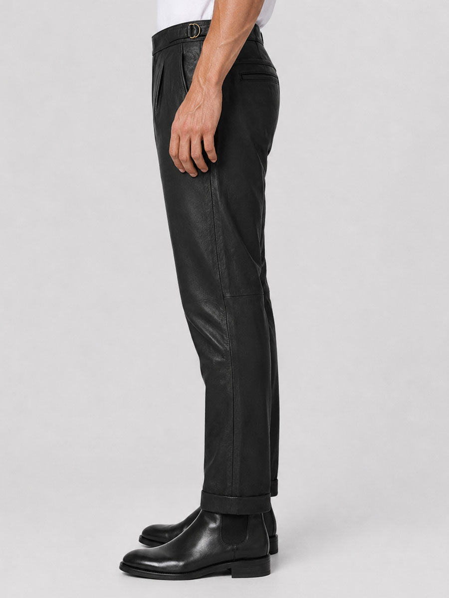 Marlowe Black Leather Gurkha Pants