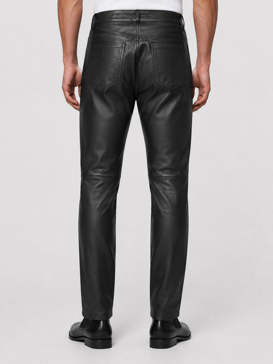 Isen Black Leather Jeans
