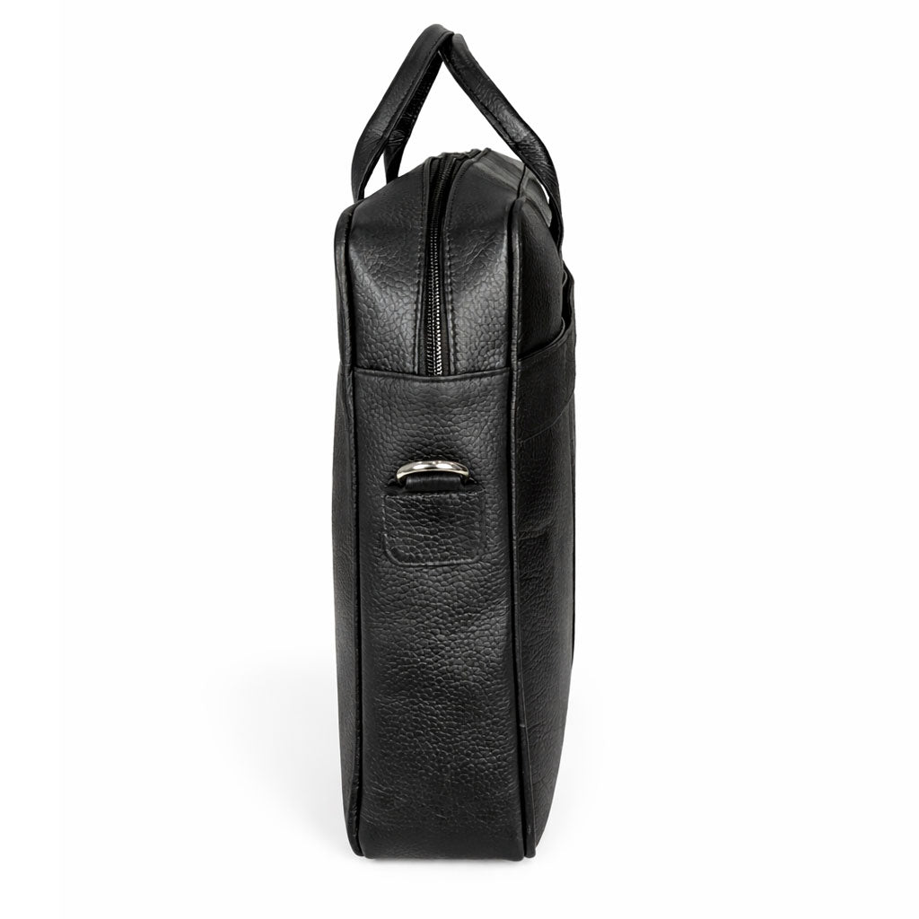 Neve Black Leather Laptop Bag