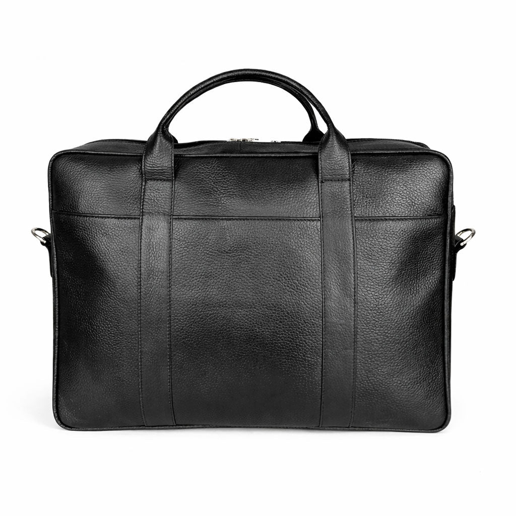 Neve Black Leather Laptop Bag