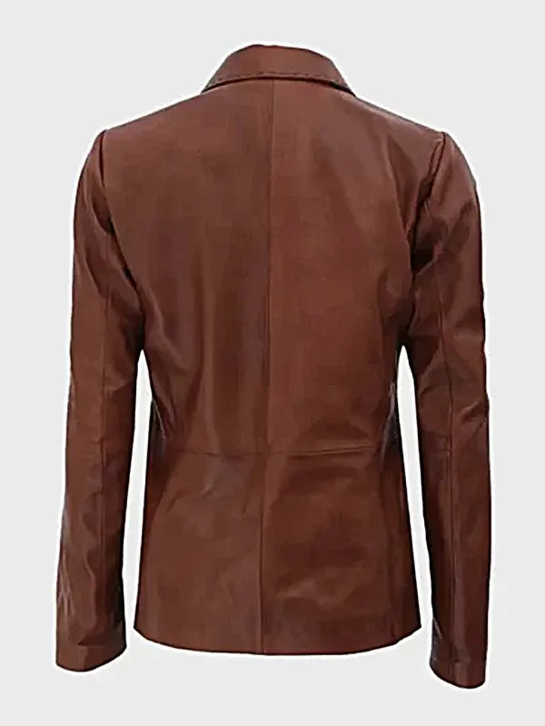 Women's Brown Leather Blazer