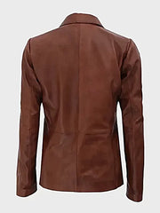 Women's Brown Leather Blazer