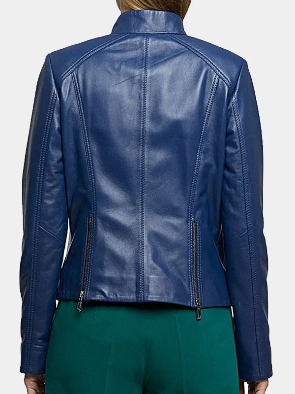 Blue Biker Jacket Women