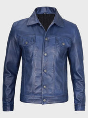 Northen Blue Trucker Leather Jacket
