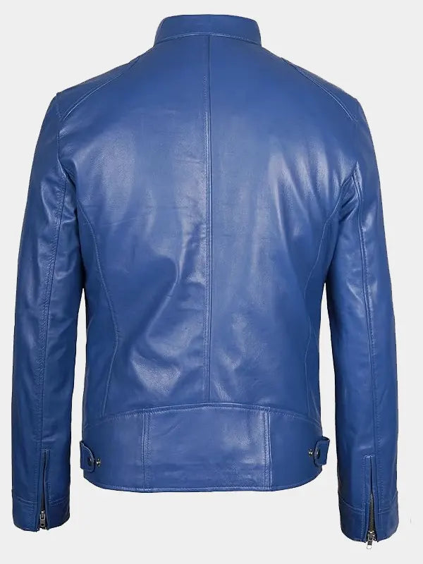 Declan Blue Racer Leather Jacket